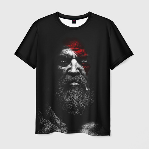 Мужская футболка с принтом God of war: лицо Кратоса, вид спереди №1