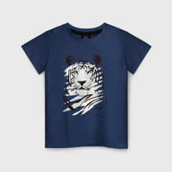 Детская футболка хлопок Тигр черно-белый