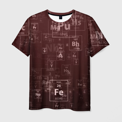 Мужская футболка 3D Fe - Таблица Менделеева, цвет 3D печать