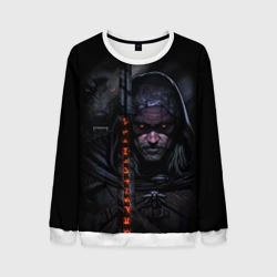 Мужской свитшот 3D Ведьмак и чёрный волк the Witcher wolf