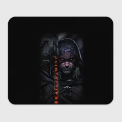 Прямоугольный коврик для мышки Ведьмак и чёрный волк the Witcher wolf