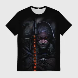 Мужская футболка 3D Ведьмак и чёрный волк the Witcher wolf