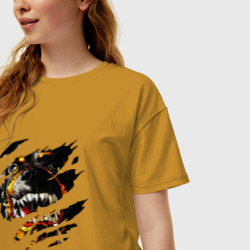 Женская футболка хлопок Oversize Злая собака ротвейлер - фото 2