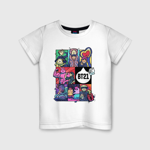 Детская футболка хлопок BT21 POP-art, цвет белый