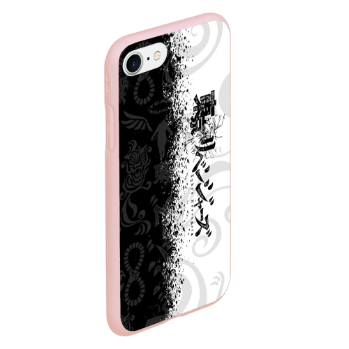 Чехол для iPhone 7/8 матовый с принтом Токийские мстители лого чёрно белое, вид сбоку #3