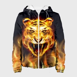 Женская куртка 3D Тигр В Пламени