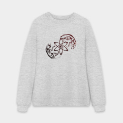Мужской свитшот oversize без начеса хлопок Инь-Янь Кота Шредингера