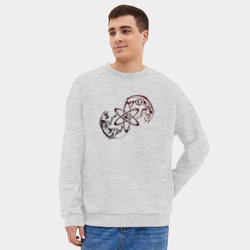 Мужской свитшот oversize без начеса хлопок Инь-Янь Кота Шредингера - фото 2