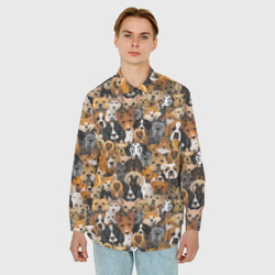 Мужская рубашка oversize 3D Собаки Разные Породы - фото 2