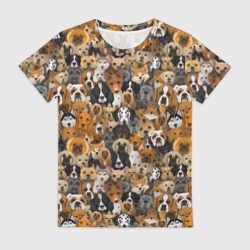 Женская футболка 3D Собаки Разные Породы