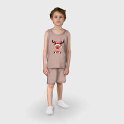 Детская пижама с шортами хлопок Новогодний олень с подарком в руках - фото 2