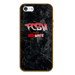 Чехол для iPhone 5/5S матовый Born to be red-white