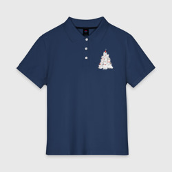 Женское поло хлопок Новогодняя елка из котов