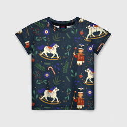Детская футболка 3D  Щелкунчик паттерн с лошадкой