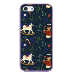 Чехол для iPhone 5/5S матовый  Щелкунчик паттерн с лошадкой