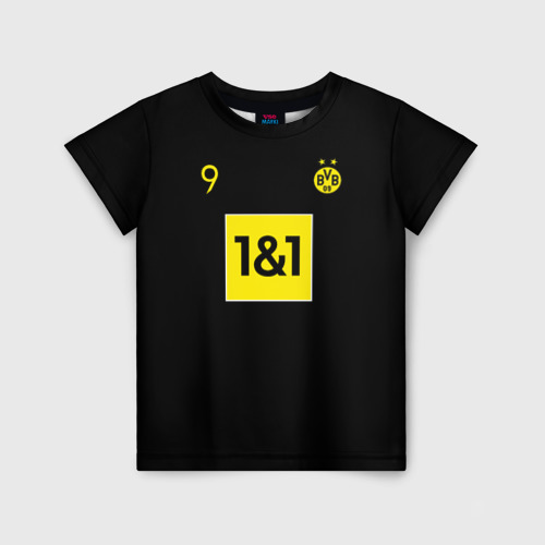 Детская футболка 3D с принтом Haaland 9 - Borussia Dortmund, вид спереди #2