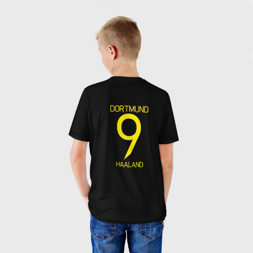 Детская футболка 3D с принтом Haaland 9 - Borussia Dortmund, вид сзади #2