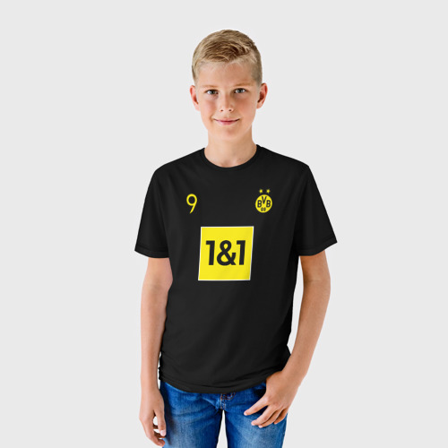 Детская футболка 3D с принтом Haaland 9 - Borussia Dortmund, фото на моделе #1
