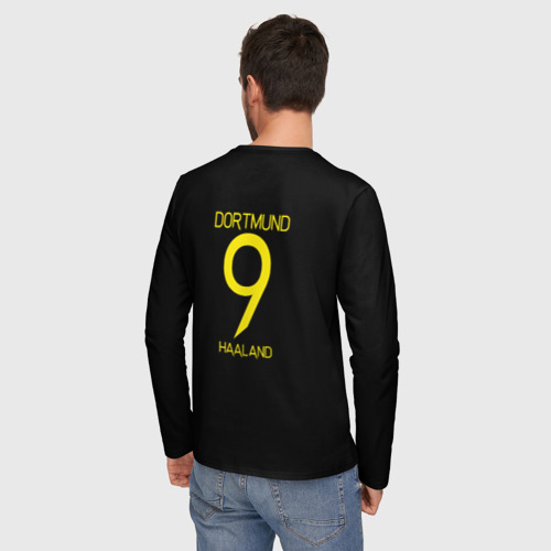 Мужской лонгслив 3D с принтом Haaland 9 - Borussia Dortmund, вид сзади #2
