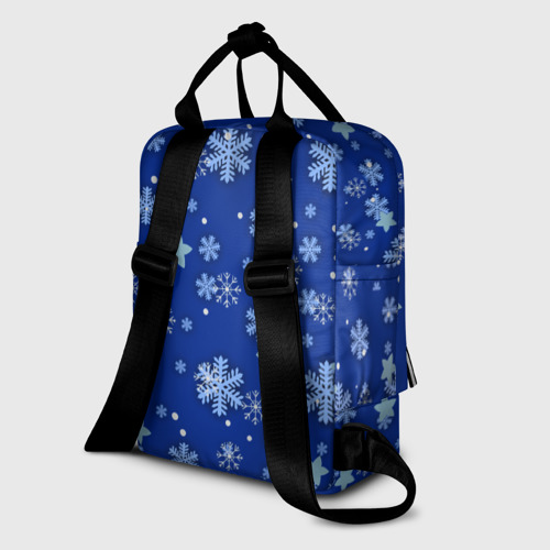 Женский рюкзак 3D с принтом Снежинки, вид сзади #1