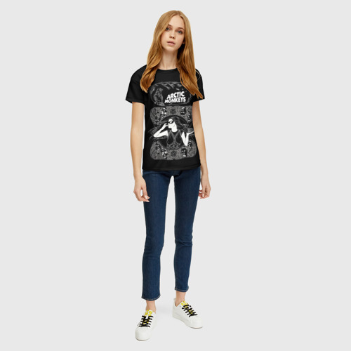 Женская футболка 3D с принтом Arctic monkeys Art, вид сбоку #3