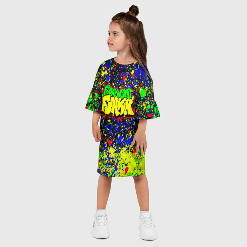 Детское платье 3D с принтом Friday Night Funkin Logo Acid Style, фото на моделе #1
