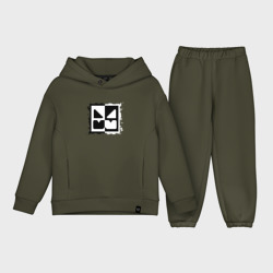 Детский костюм хлопок Oversize Geometry Dash black white
