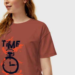 Женская футболка хлопок Oversize Надпись Время летать - фото 2