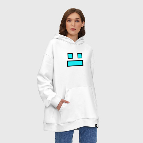 Худи SuperOversize хлопок Geometry Dash face smile, цвет белый - фото 4