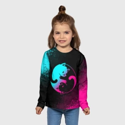 Детский лонгслив 3D Инь Янь неоновые котики - фото 2