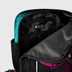 Рюкзак с принтом Инь Янь неоновые котики для женщины, вид на модели спереди №5. Цвет основы: белый
