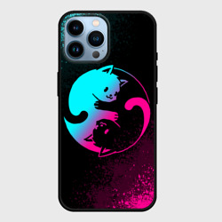 Чехол для iPhone 14 Pro Max Инь Янь неоновые котики