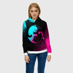 Женская толстовка 3D Инь Янь неоновые котики - фото 2