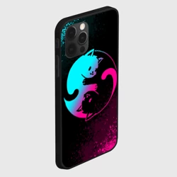 Чехол для iPhone 12 Pro Инь Янь неоновые котики - фото 2