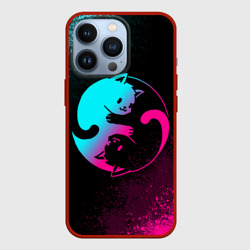 Чехол для iPhone 13 Pro Инь Янь неоновые котики