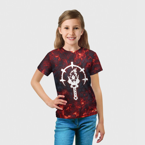 Детская футболка 3D с принтом Темнейшее подземелье | Эмблема, вид сбоку #3