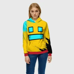 Женская толстовка 3D Geometry Dash smile брызги красок - фото 2