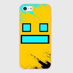 Чехол для iPhone 5/5S матовый Geometry Dash smile брызги красок