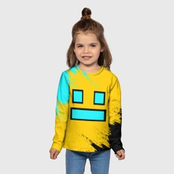 Детский лонгслив 3D Geometry Dash smile брызги красок - фото 2