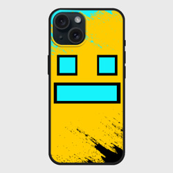 Чехол силиконовый для Apple iPhone 15 матовый Geometry Dash smile брызги красок