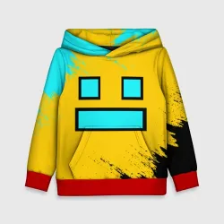 Детская толстовка 3D Geometry Dash smile брызги красок