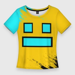 Женская футболка 3D Slim Geometry Dash smile брызги красок