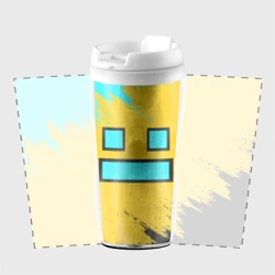 Термокружка-непроливайка Geometry Dash smile брызги красок - фото 2