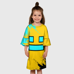Детское платье 3D Geometry Dash smile брызги красок - фото 2