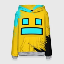 Женская толстовка 3D Geometry Dash smile брызги красок