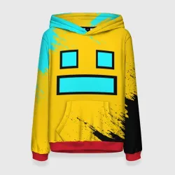 Женская толстовка 3D Geometry Dash smile брызги красок