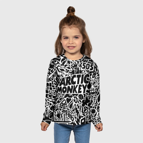 Детский лонгслив 3D Arctic monkeys Pattern, цвет 3D печать - фото 5