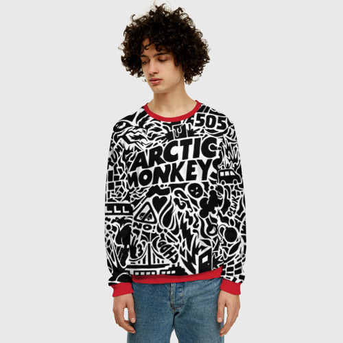 Мужской свитшот 3D Arctic monkeys Pattern, цвет красный - фото 3