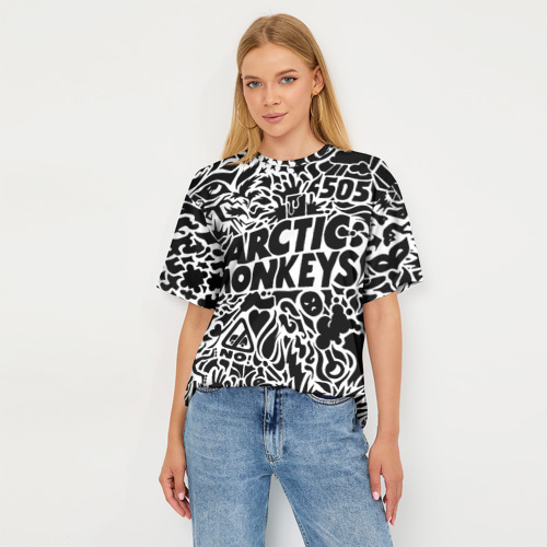 Женская футболка oversize 3D Arctic monkeys Pattern, цвет 3D печать - фото 5