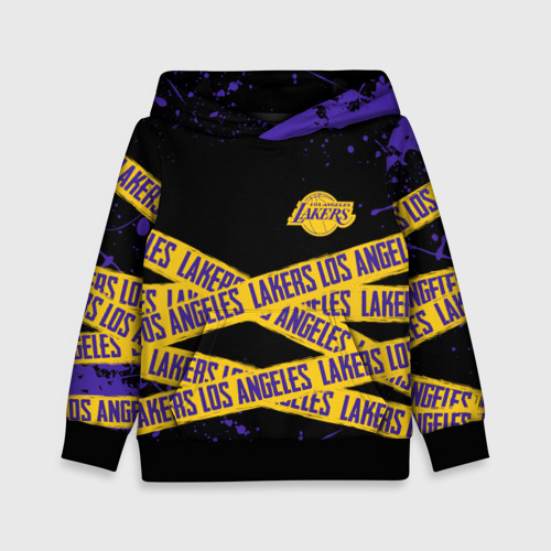 Детская толстовка 3D LAKERS LOGO БРЫЗГИ КРАСОК , цвет черный